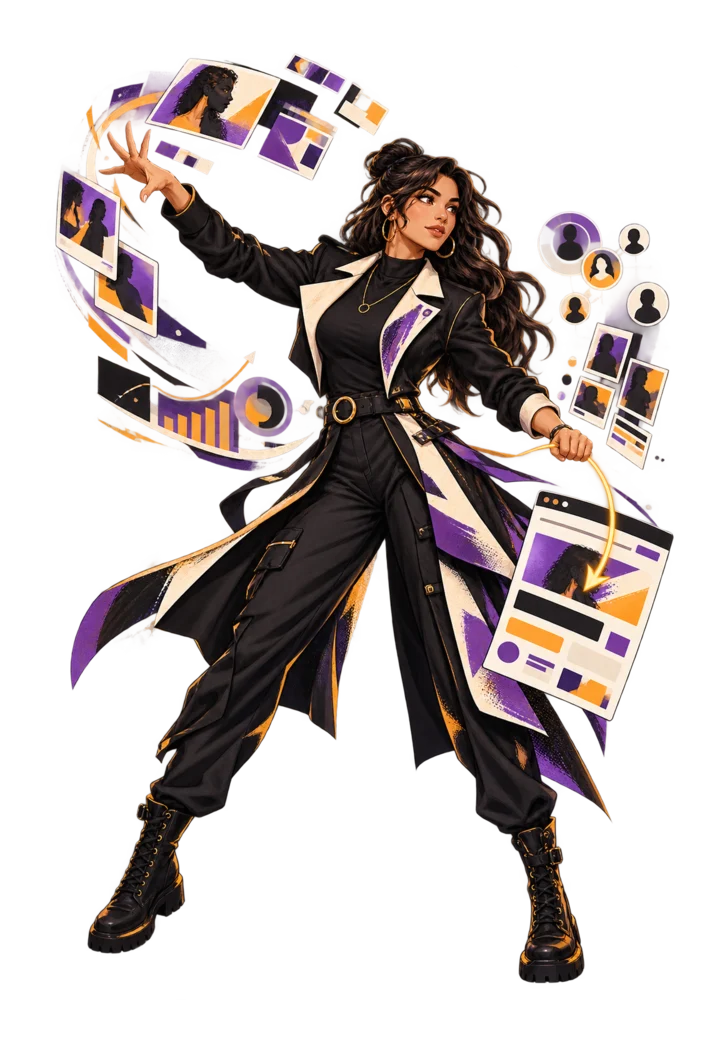 Original Wizards Design Campaign Conductor illustration connecting campaign creative, audience signals and landing pages.